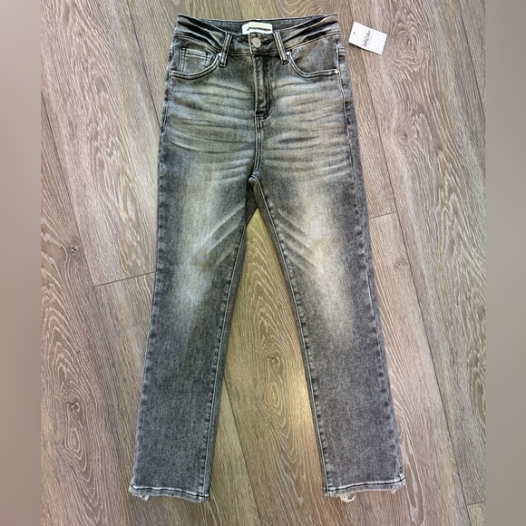 RISEN HIGH RISE GREY HIGH RISE JEANS - Picture 1 of 3